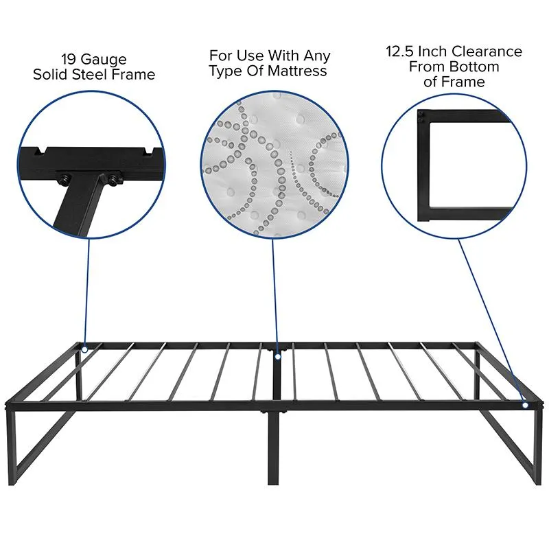 14 Inch Metal Platform Bed Frame With 10 Inch Pocket Spring Mattress In A Box (No Box Spring Required) - Twin By Flash Furniture