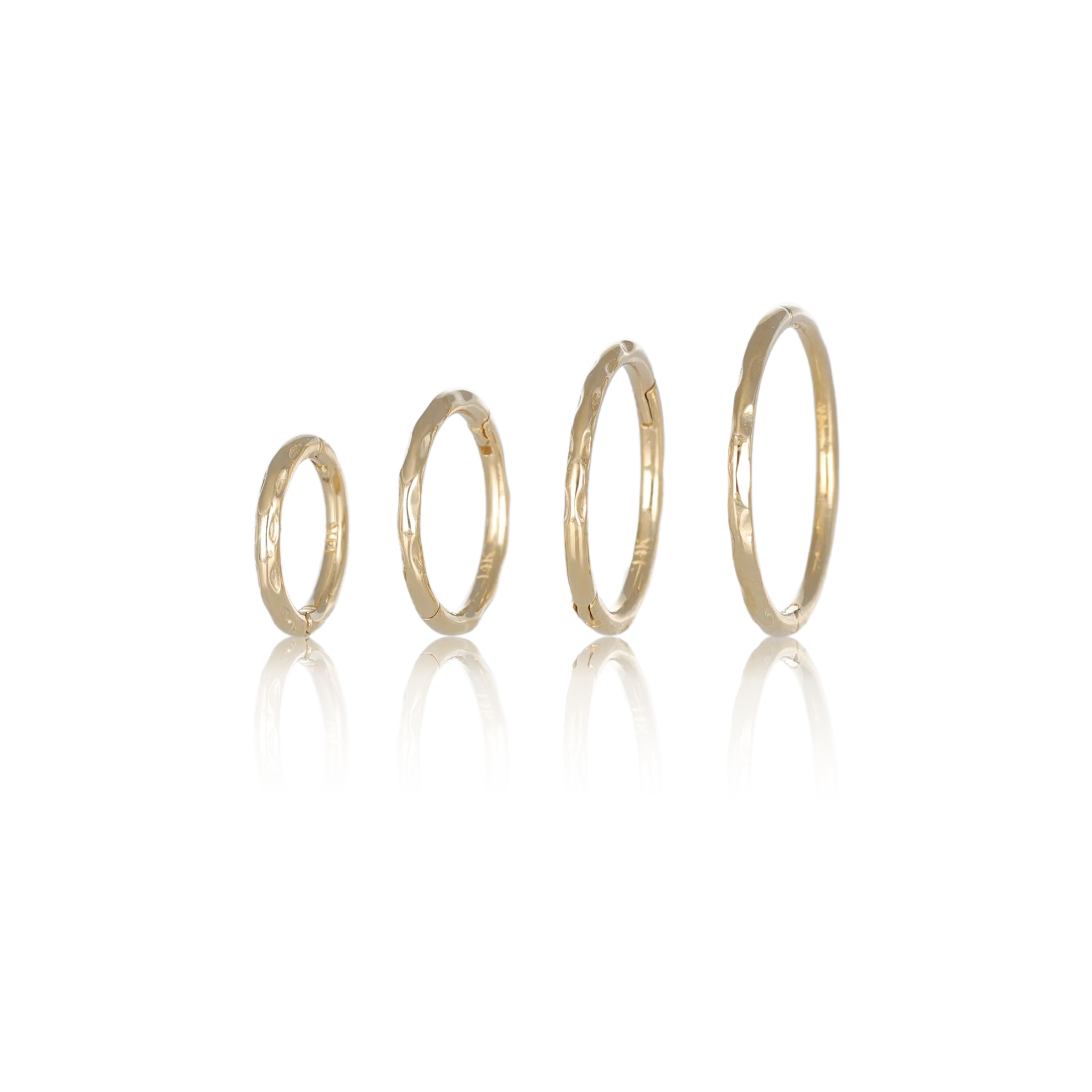 14K Gold Textured Clicker Hoops