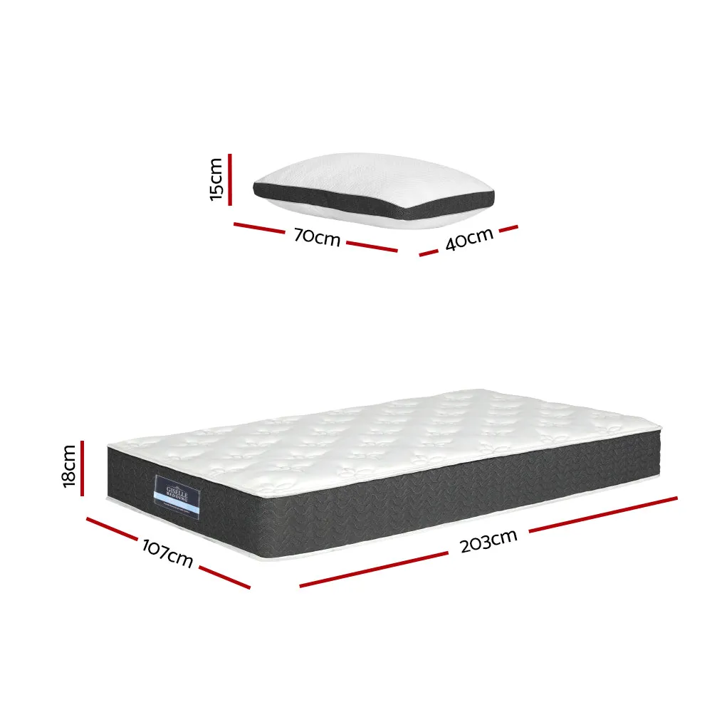 18cm Medium Soft Mattress w/Pillow, King Single, Hypoallergenic - Giselle Bedding