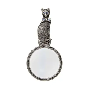 1928 Jewelry Light Sapphire Blue Crystal Cat Handheld Magnifying Glass - Magnification Power 1-2X