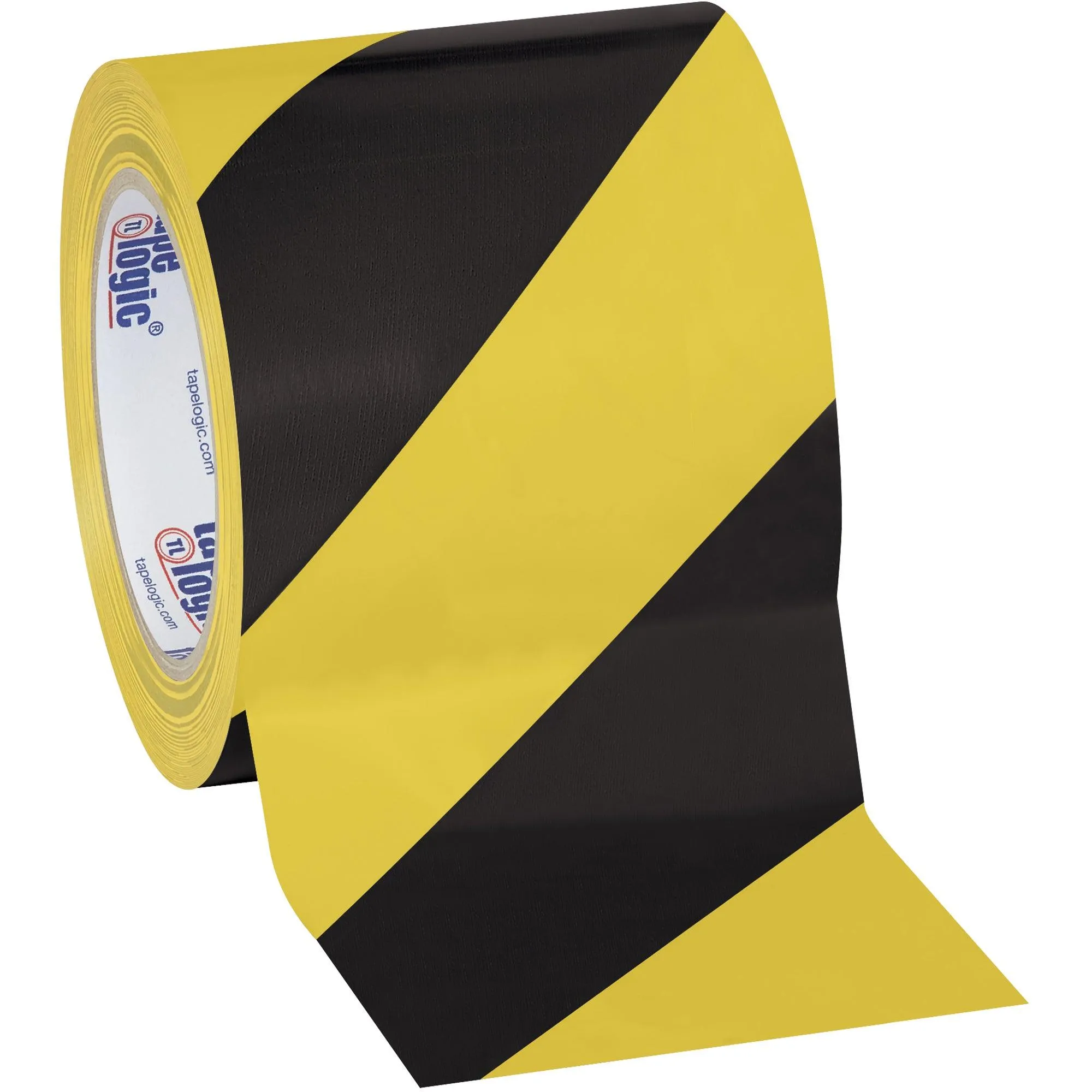 4" x 36 yds. Black/Yellow Tape Logic® Striped Vinyl Safety Tape