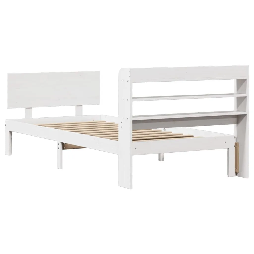 Bed Frame with Headboard without Mattress White 100x200 cm