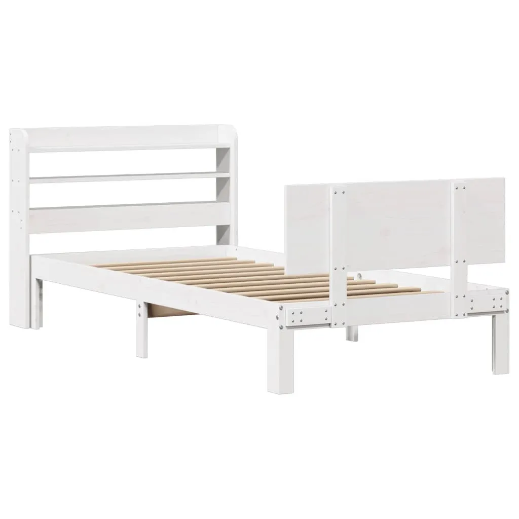 Bed Frame with Headboard without Mattress White 100x200 cm