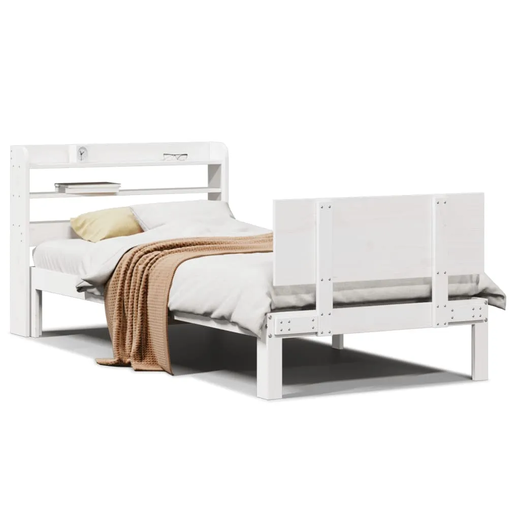 Bed Frame with Headboard without Mattress White 100x200 cm