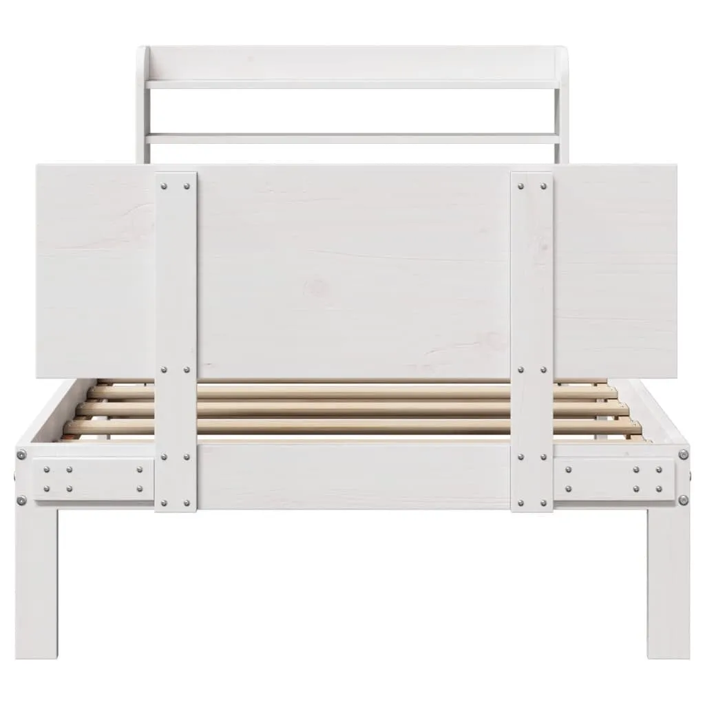 Bed Frame with Headboard without Mattress White 100x200 cm