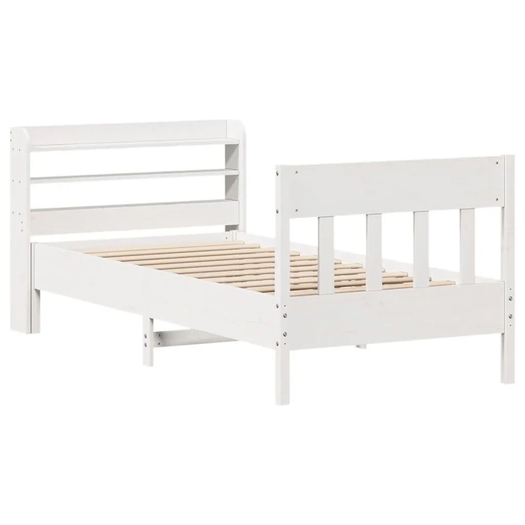 Bed Frame without Mattress White 75x190 cm Small Single Solid Wood Pine