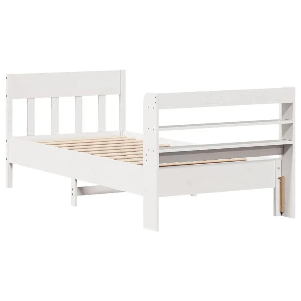 Bed Frame without Mattress White 75x190 cm Small Single Solid Wood Pine