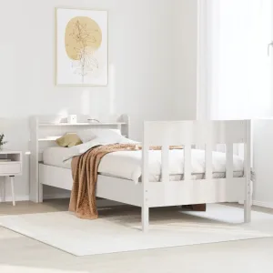 Bed Frame without Mattress White 75x190 cm Small Single Solid Wood Pine