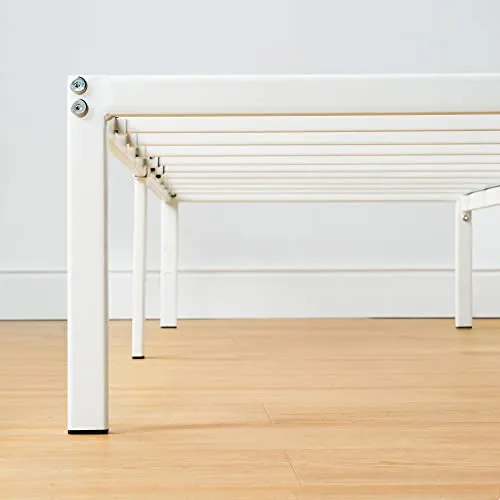 Best Price Mattress 14 Inch Metal Platform Bed Frame, Heavy Duty Steel Slats, White, Full (SPSC-14WH-F)