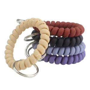 BIHRTC Pack of 5 Mix Color Plastic Coil Wrist Coil Stretch Wristband Elastic Stretchable Spiral Bracelet Key Ring Key Chain Key Hook Key Holder for Gym Pool ID Badge and Outdoor Sports Color A