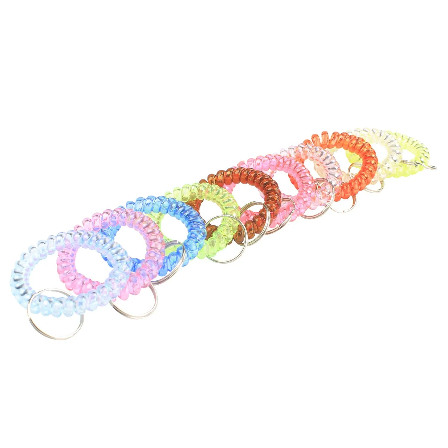 BIHRTC Transparency Flexible Spiral Coil Stretchable Spring Wristband Key Ring 10