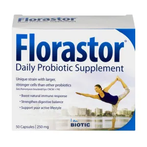 Biocodex Florastor Daily Probiotic Supplement 250 mg 50 Vegetable Capsules