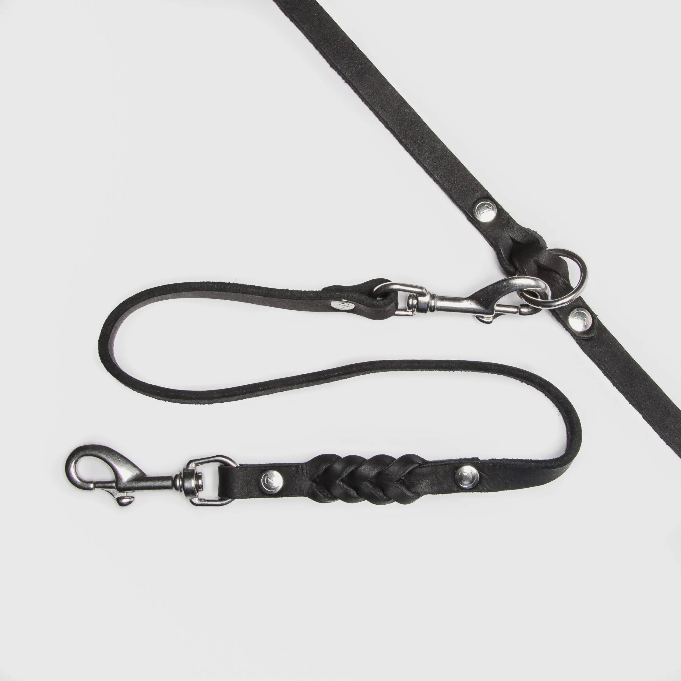 Cloud7: Riverside Park Black Leather Dog Leash Coupler