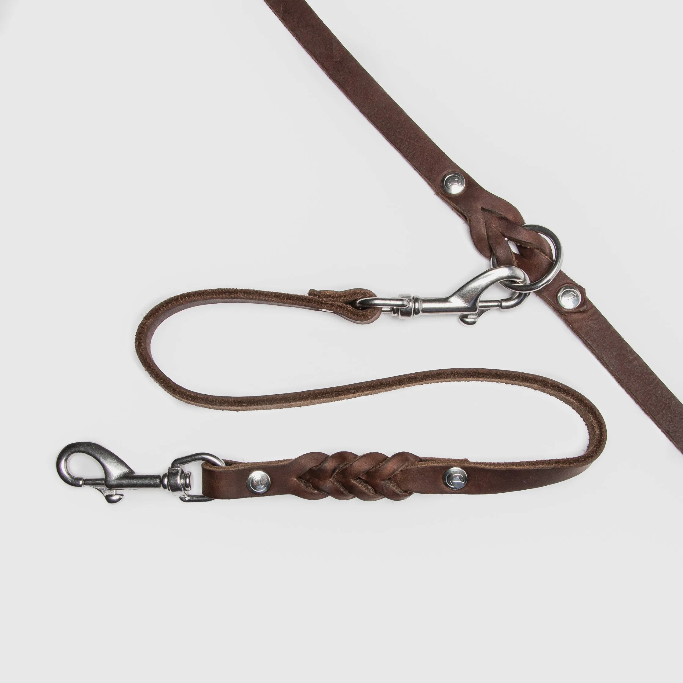 Cloud7: Riverside Park Brown Leather Dog Leash Coupler