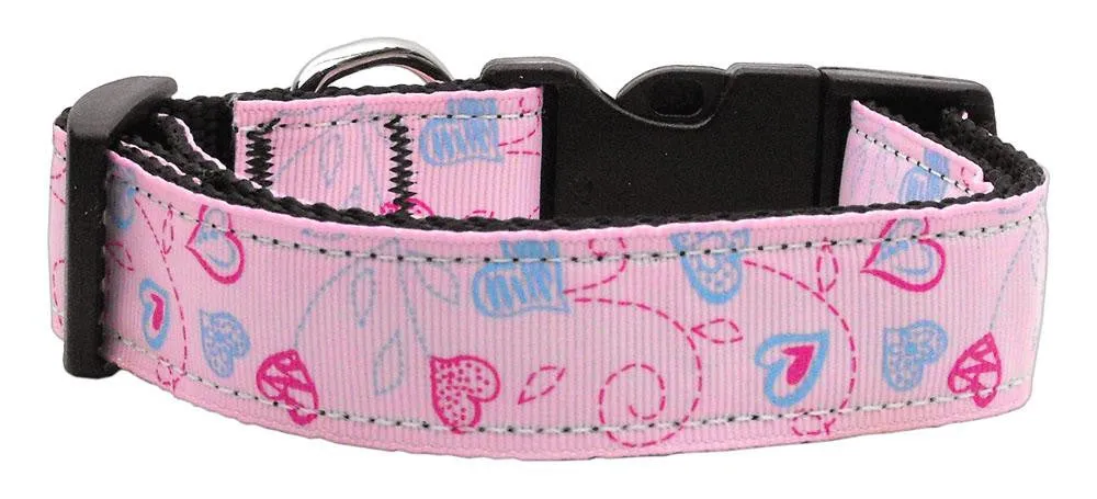 Crazy Hearts Nylon Collars Light Pink XS