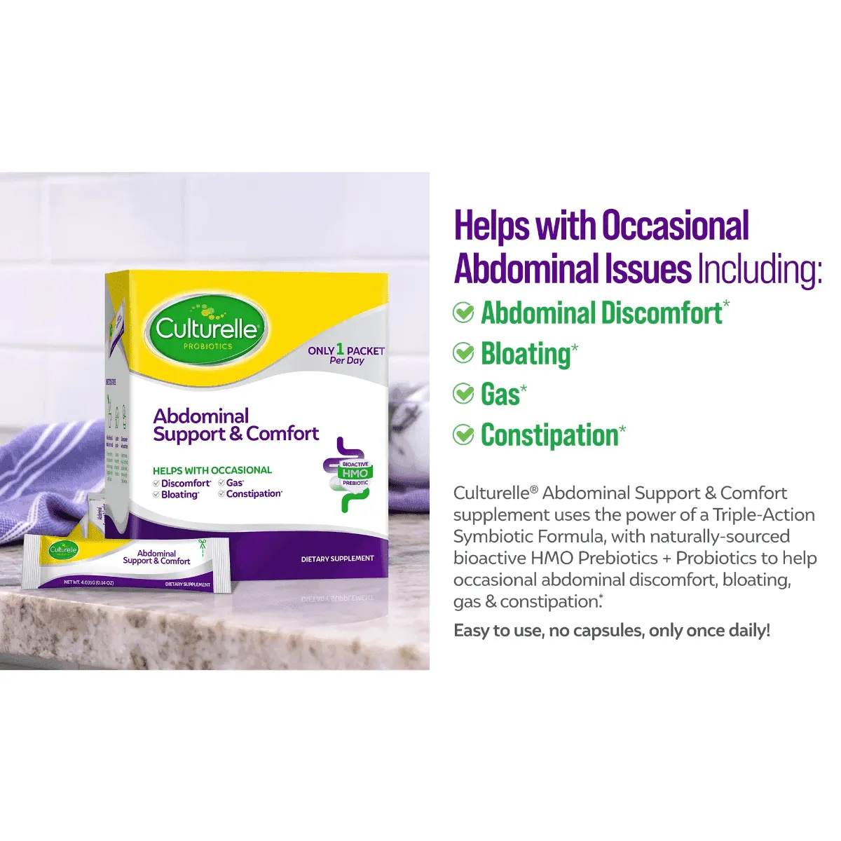 Culturelle Abdominal Daily Support and Comfort Digestive Health Packets - 28 Ct