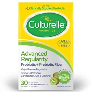 Culturelle Advanced Regularity Daily Probiotic   Prebiotic Fiber Capsules - 30 Ct