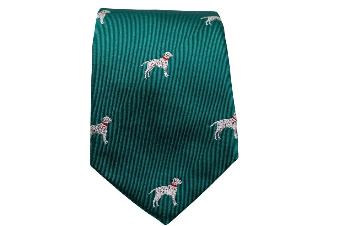 Dalmatian Dog Necktie- Emerald Green