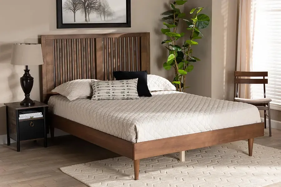 Derby Ash Walnut Finished Wood Platform Bed (Full)