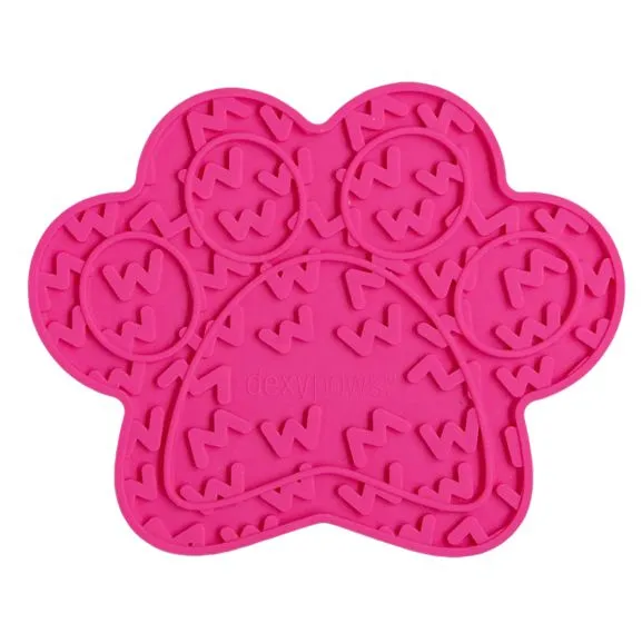 DexyPaws - Paw Print Enrichment Licking Mat - Pink