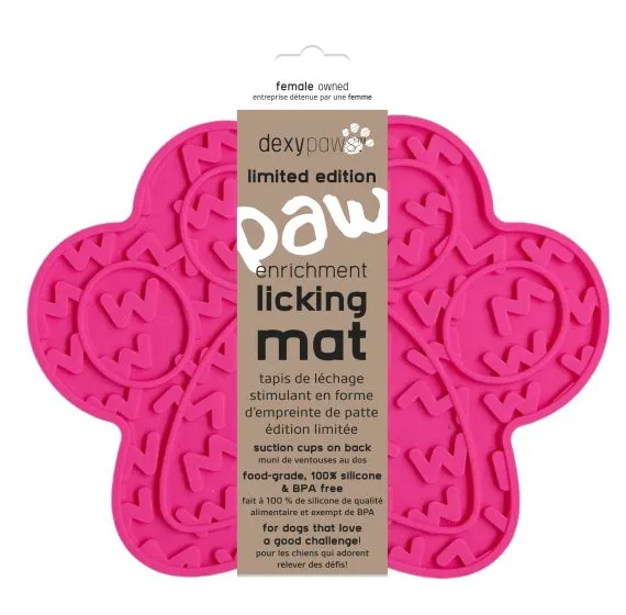 DexyPaws - Paw Print Enrichment Licking Mat - Pink