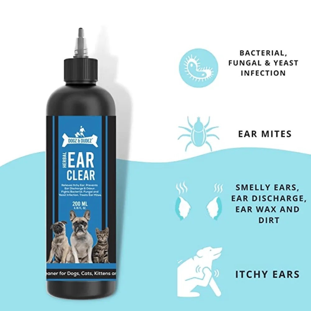 DOGZ & DUDEZ Herbal Ear Cleaner for Dogs and Cats