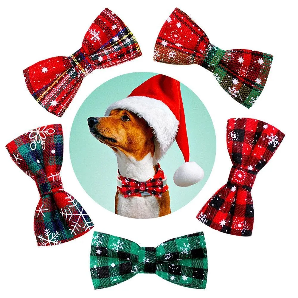 Festive Bowtie Set for Small Dogs - Stylish Holiday Accessory for Cheerful Celebrations