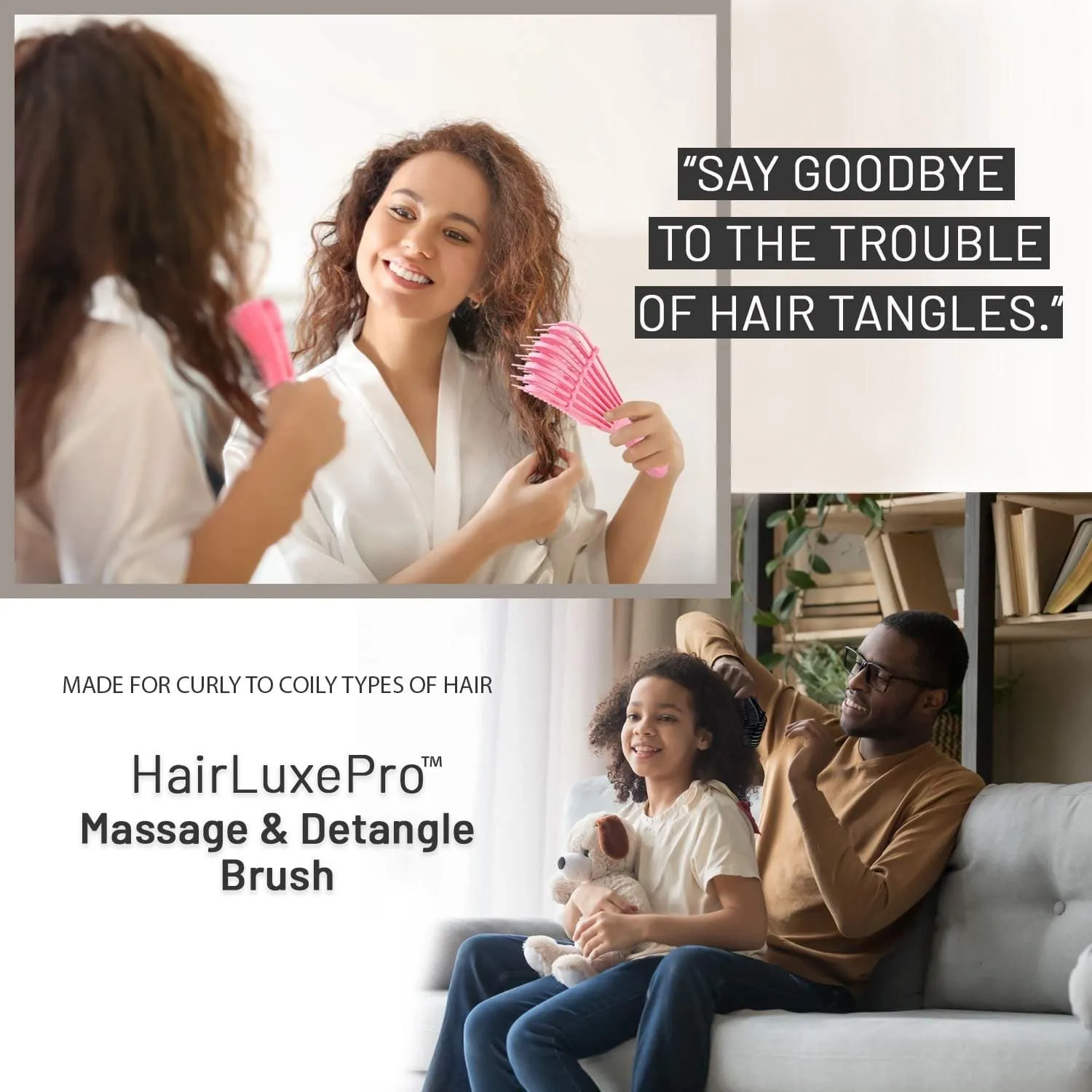 HairLuxePro™ Massage & Detangle Brush - for Curly Hairlocks