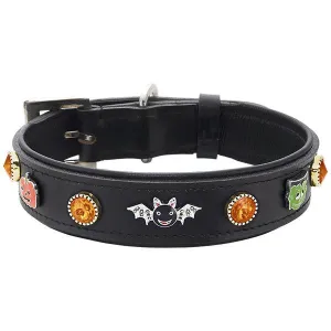 Halloween Charm Leather Dog Collar