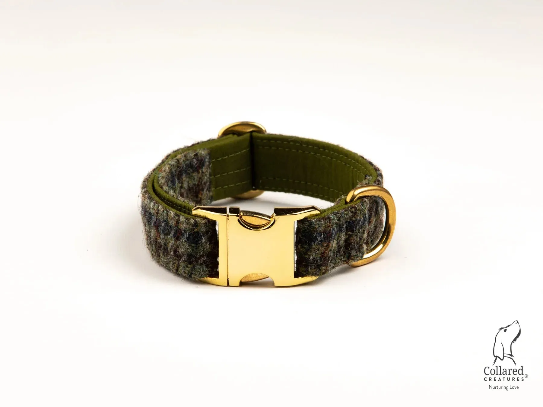 Harris Tweed Autumn Houndstooth Check Luxury Dog Collar