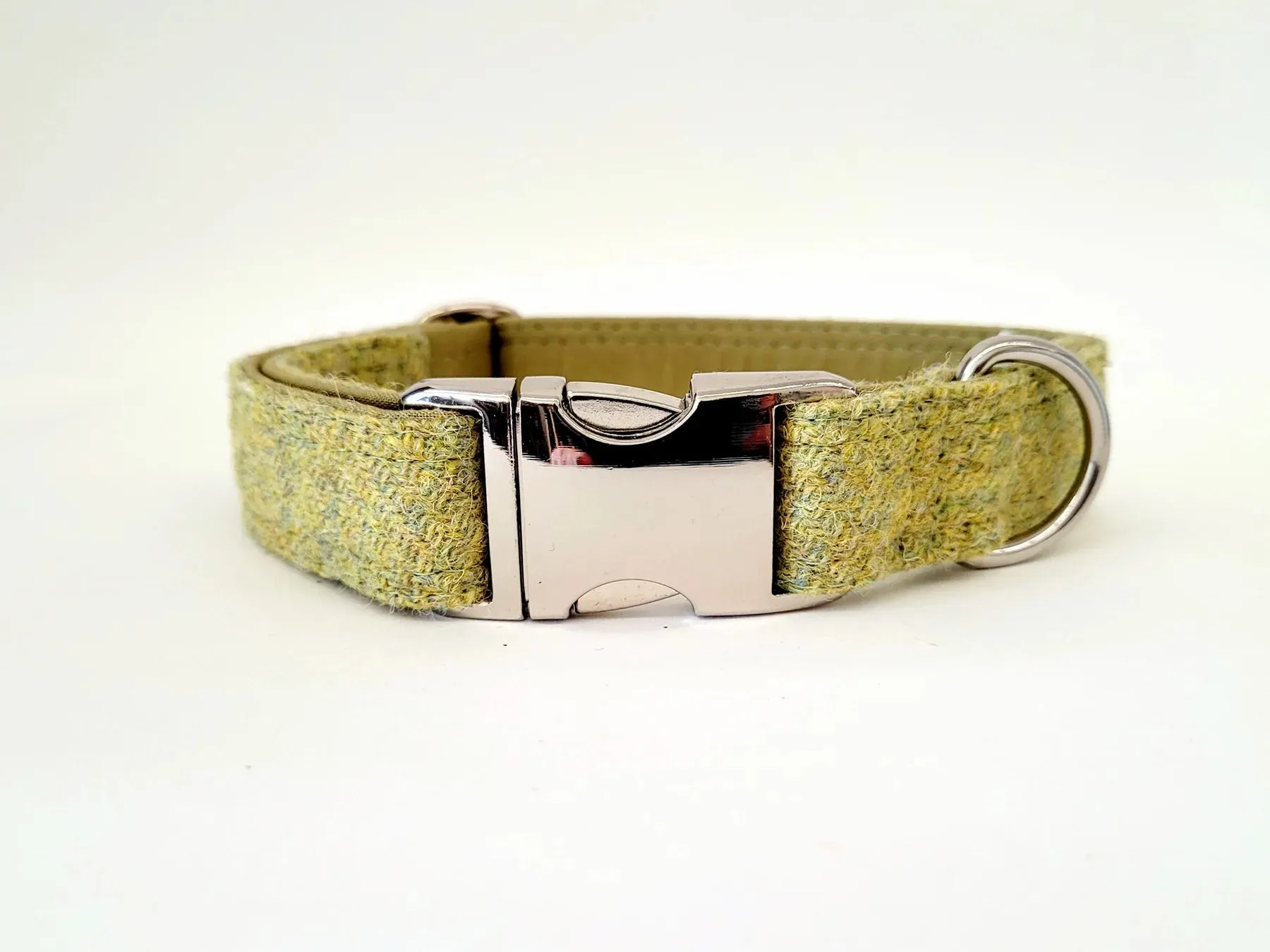 Harris Tweed Pear Green Dog Collar