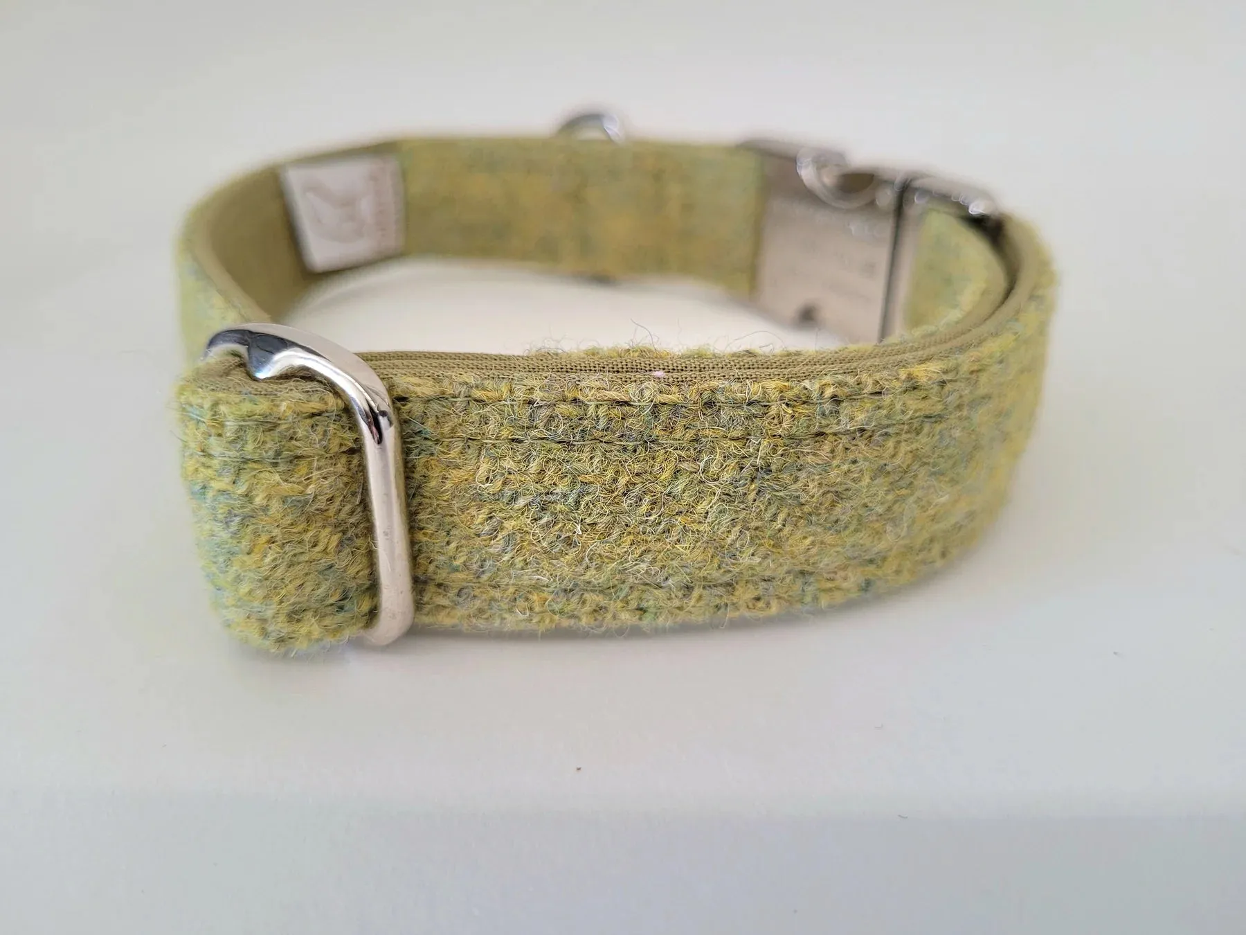 Harris Tweed Pear Green Dog Collar