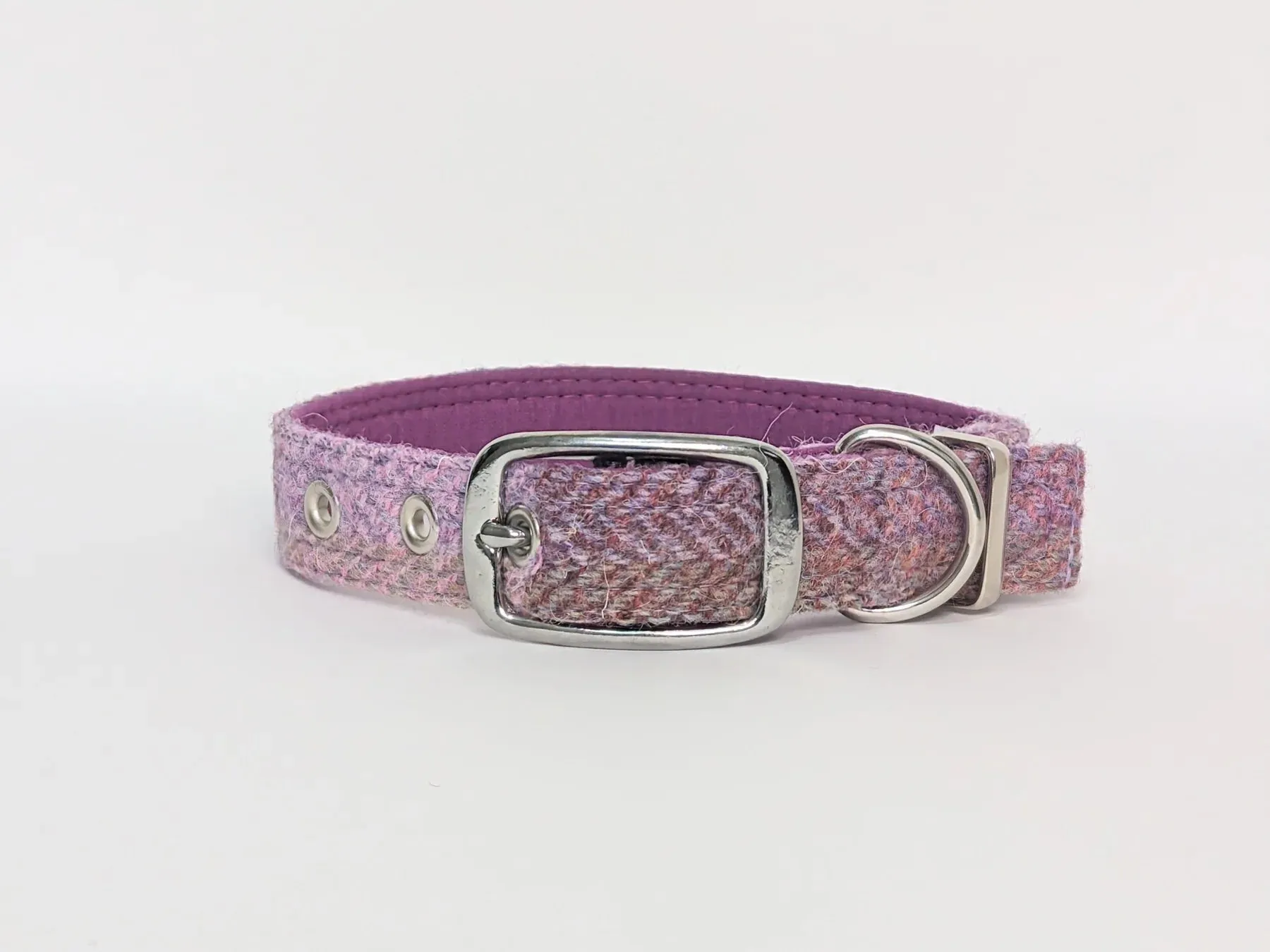 Harris Tweed Pretty Pink Block Herringbone Dog Collar