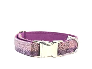 Harris Tweed Pretty Pink Block Herringbone Dog Collar