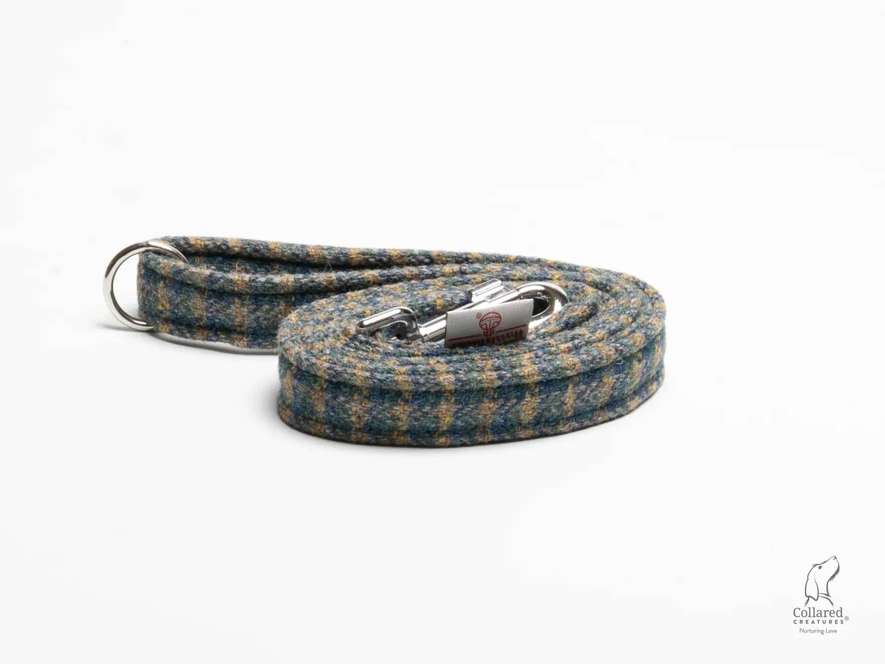 Harris Tweed Yellow & Blue Small Check Dog Collar