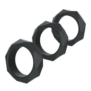 Hidden Desire Extreme Heavy Cock Ring Set 3 Pieces Black