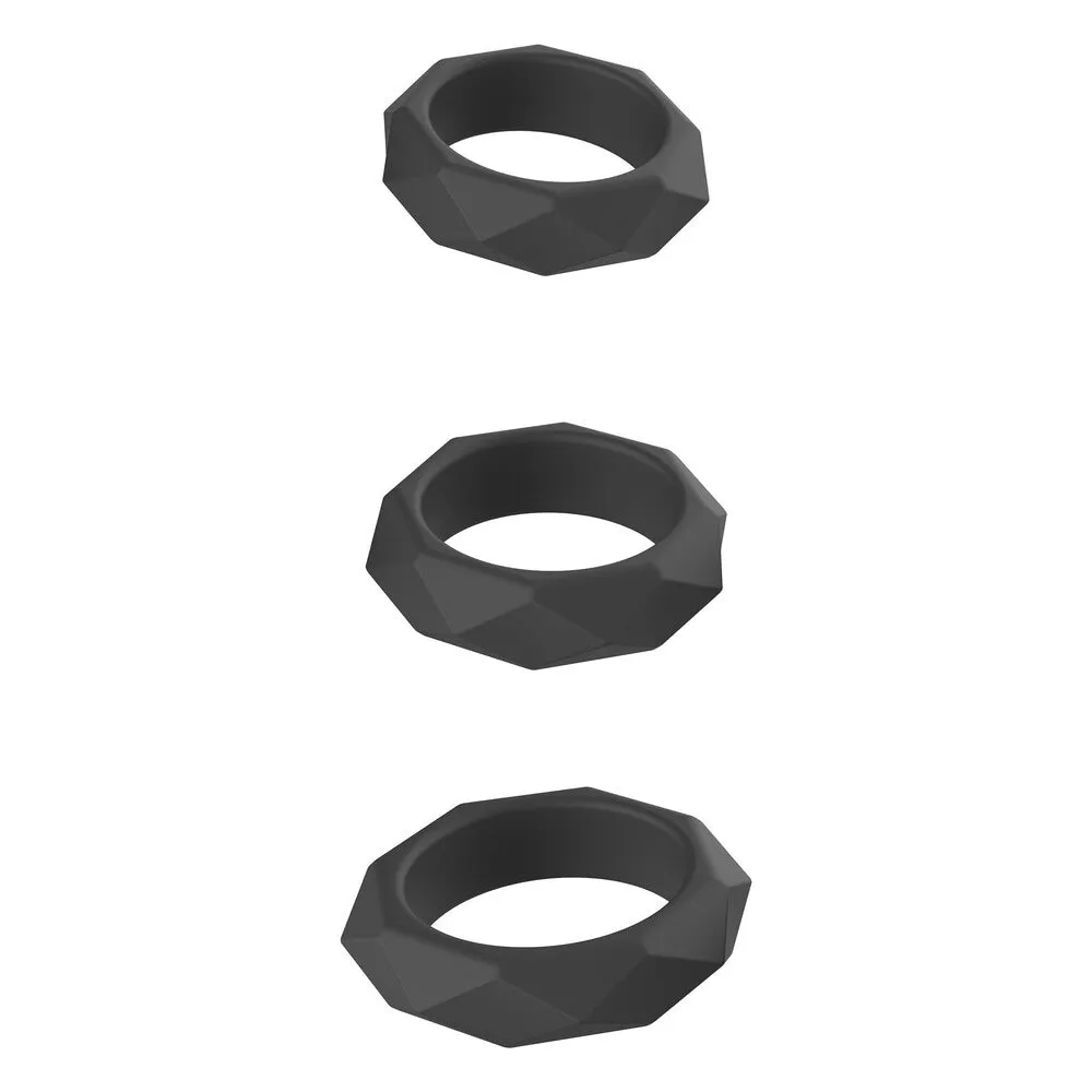 Hidden Desire Extreme Heavy Cock Ring Set 3 Pieces Black