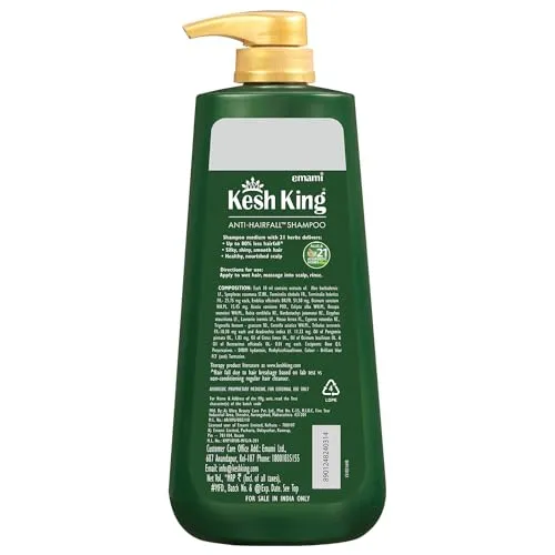 Kesh King Ayurvedic Anti Hairfall Shampoo Reduces Hairfall, 21 Natural Ingredients With The Goodness Of Aloe Vera, Bhringraja And Amla For Silky, Shiney, Smooth Hair, 1000Ml