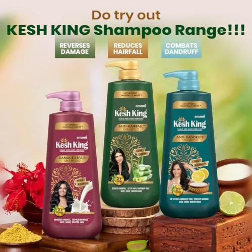 Kesh King Ayurvedic Anti Hairfall Shampoo Reduces Hairfall, 21 Natural Ingredients With The Goodness Of Aloe Vera, Bhringraja And Amla For Silky, Shiney, Smooth Hair, 1000Ml