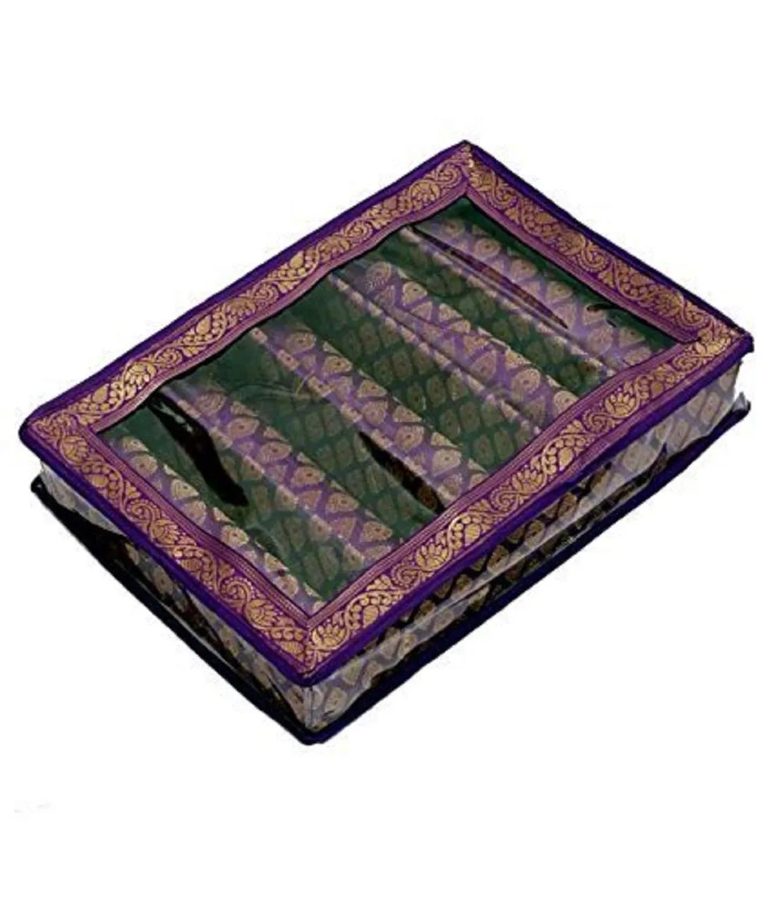 Kuber Industries Brocade 5 Rod Bangle Box, Purple