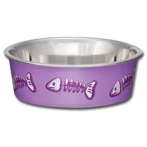 Loving Pets Bella Cat Bowl Purple Fish Extra Small