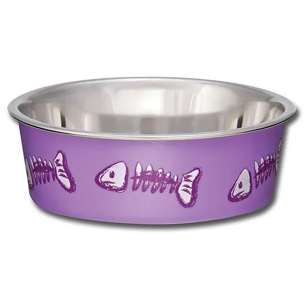 Loving Pets Bella Cat Bowl Purple Fish Extra Small