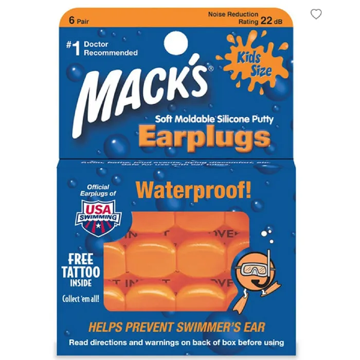 Macks Ear Plugs Pillow Soft for Kids Moldable Silicone 12 Pack