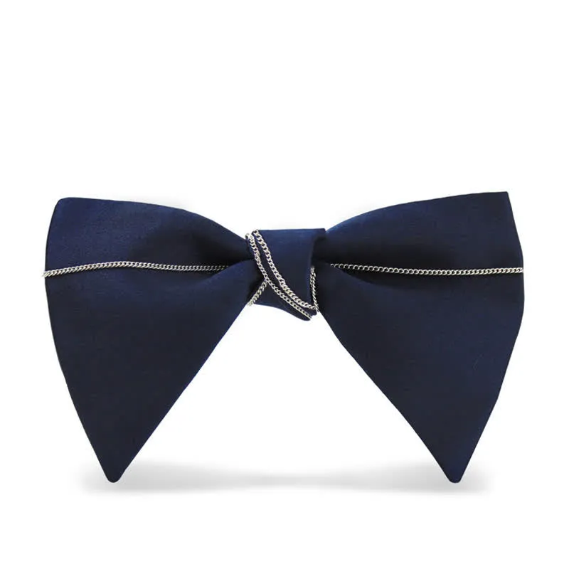 Men's Luxury Navy Blue Chain Bow Tie