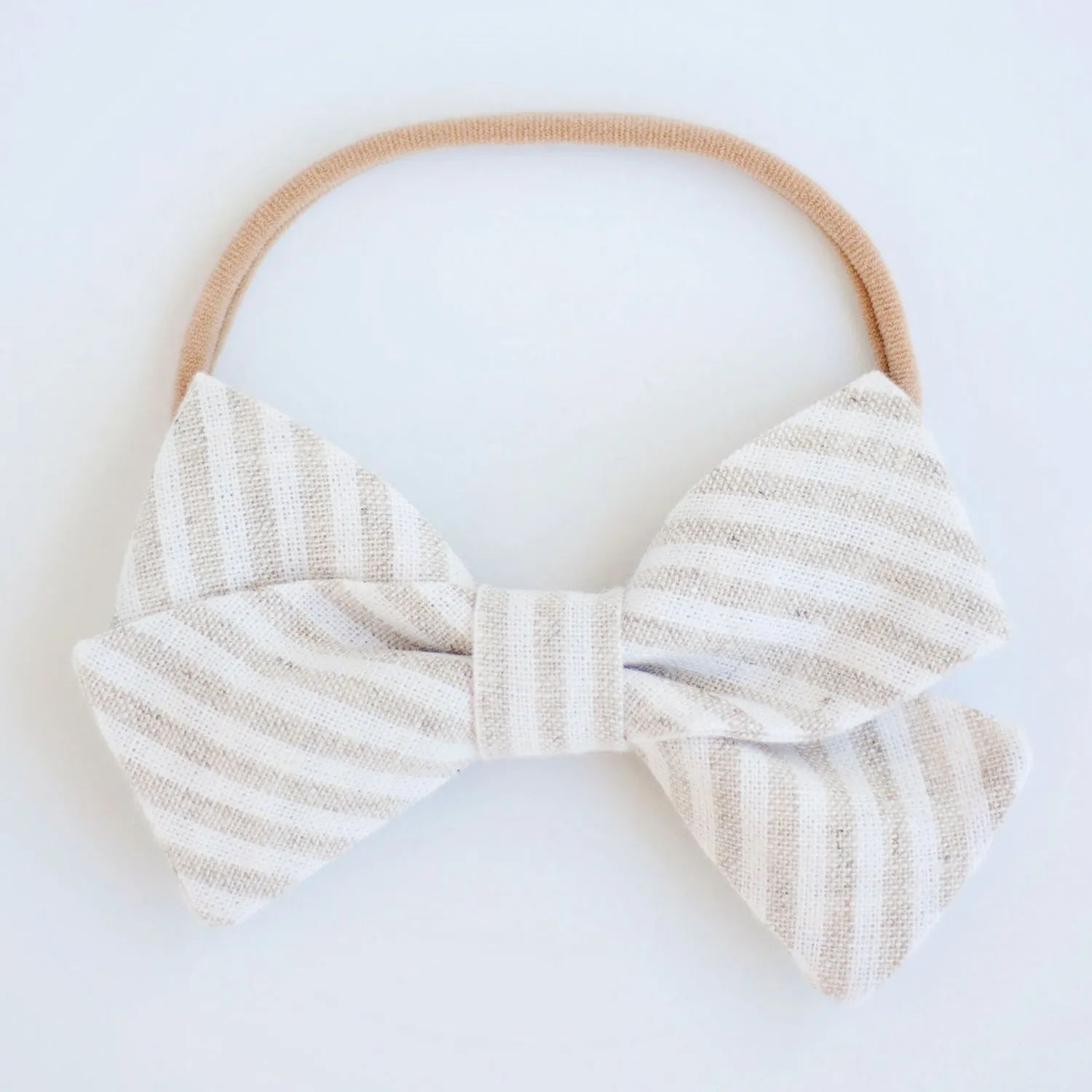 Men's Pre-Tied Bow Tie / Natural Linen Stripe