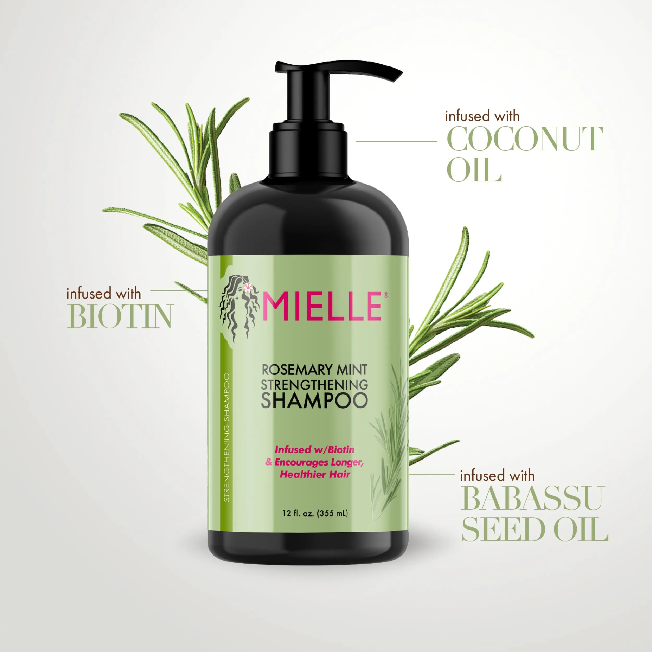 Mielle Organics Rosemary Mint Strengthening Hair Oil and Shampoo