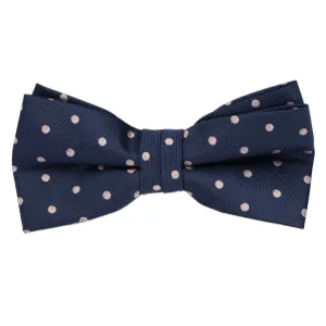 Navy Blue and Blush Pink Polka Dot Bow Tie