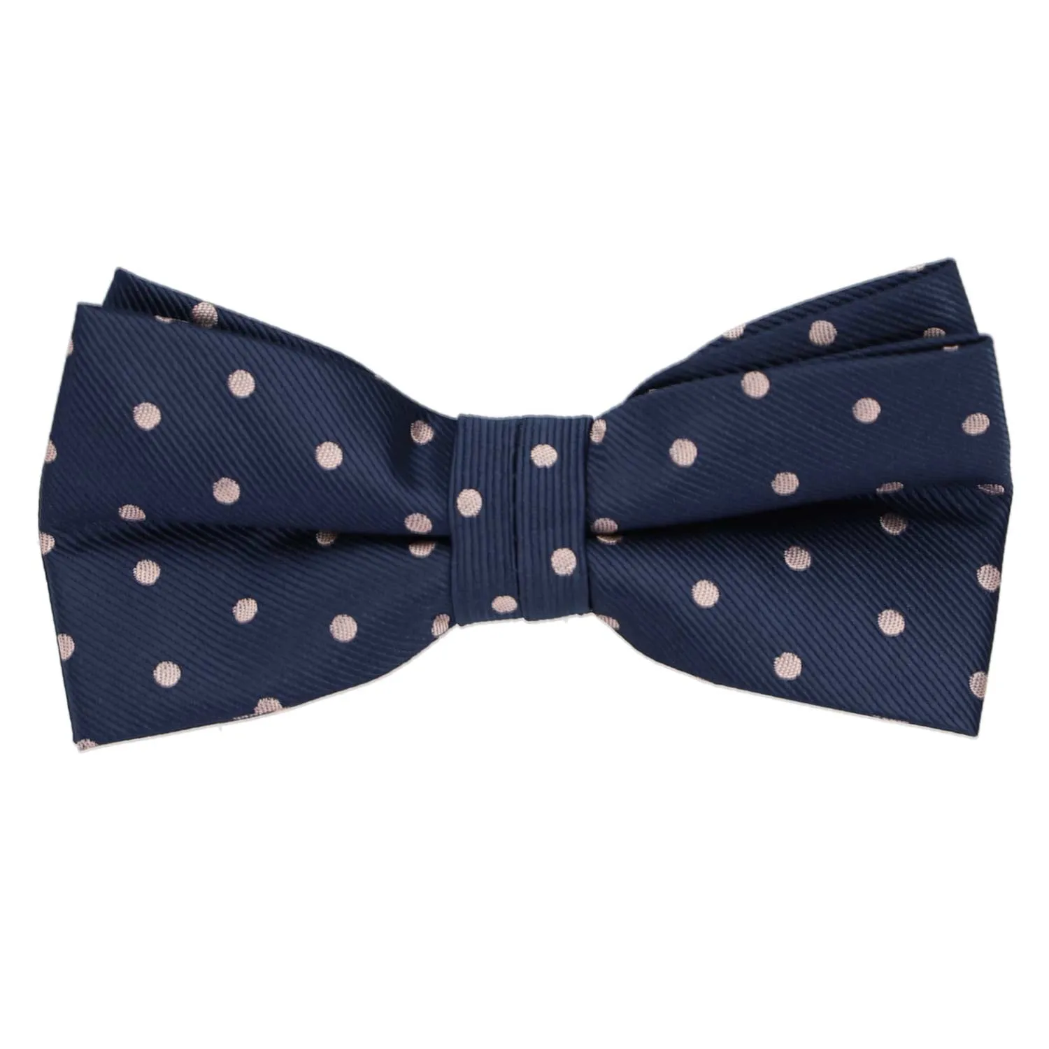 Navy Blue and Blush Pink Polka Dot Bow Tie