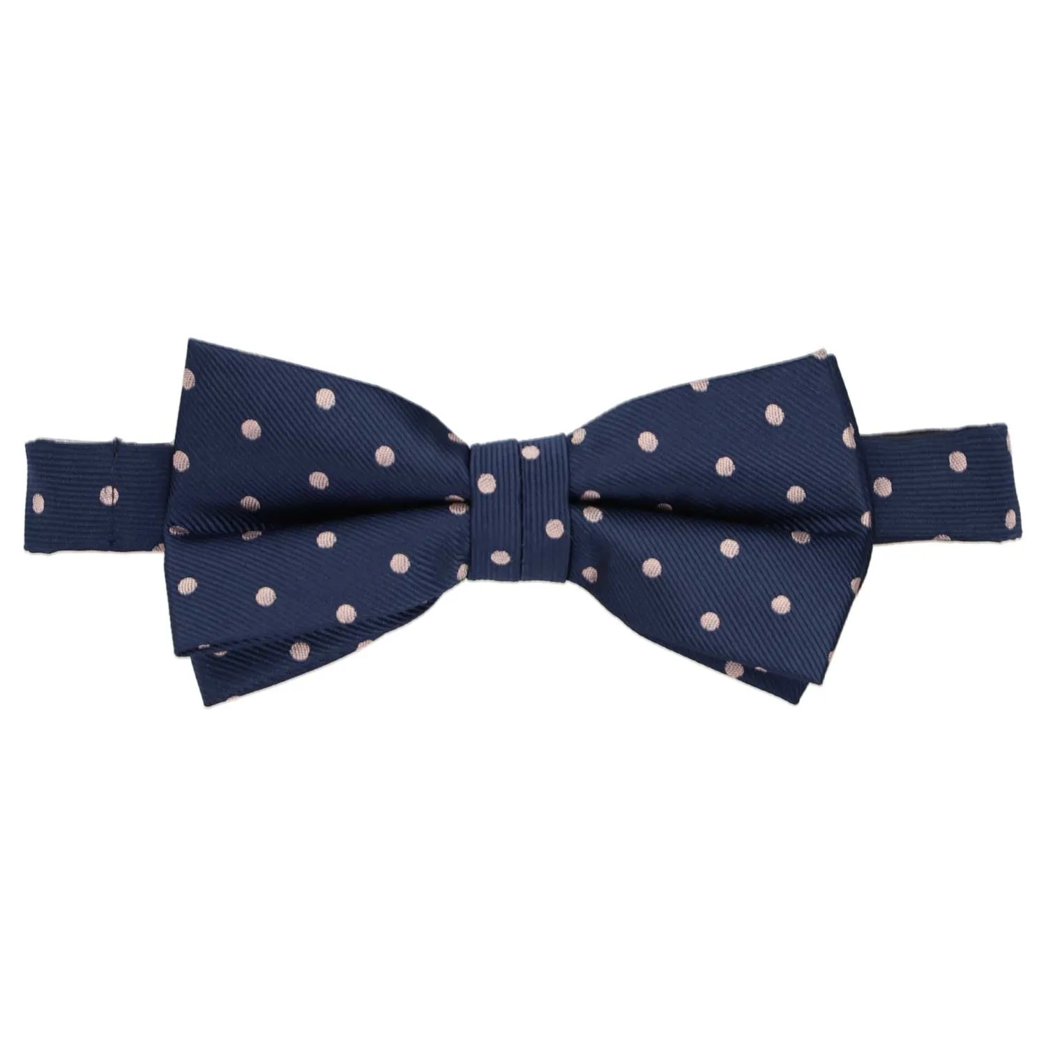 Navy Blue and Blush Pink Polka Dot Bow Tie