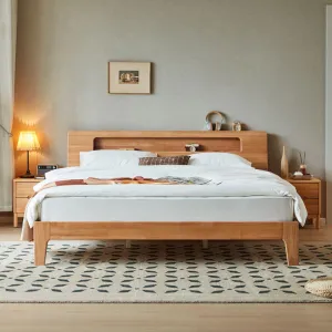 Organic Solid Wood Bed with Mattress Set